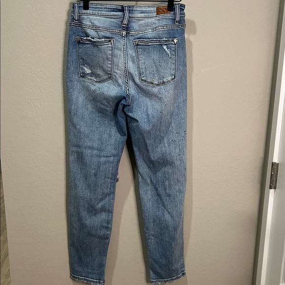 Judy Blue Lucky Charms Paint Splatter Boyfriend Distressed Jeans Vintage Slim - Picture 7 of 15